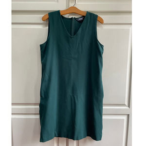 Lands' End Sleeveless Dress Green Scuba Knit Sz 10 Pockets